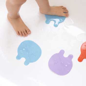 Glid ikke i badet - lyseblå & koral