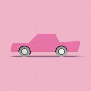 Pink træbil - her & der
