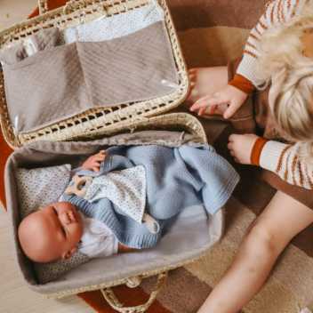 Dukkekuffert i flet - vintageprint