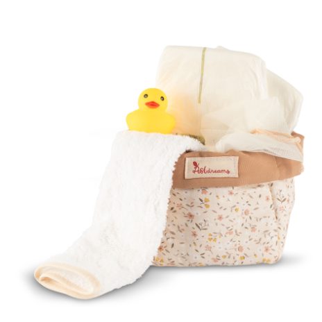 Puslekurv til dukke - med indhold