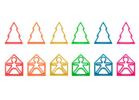 Huse, figurer og træer - klare farver - 9