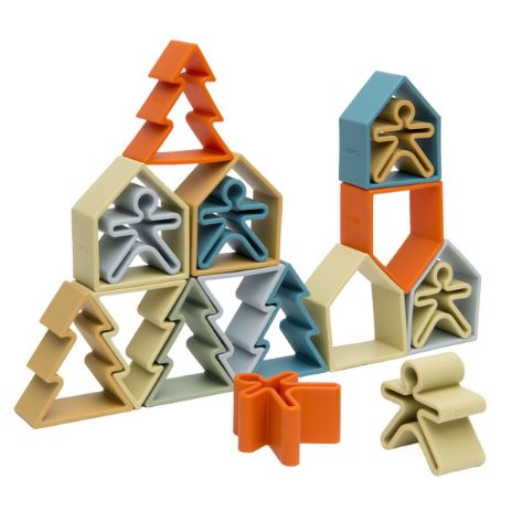 Huse, figurer og træer - naturfarver - 8